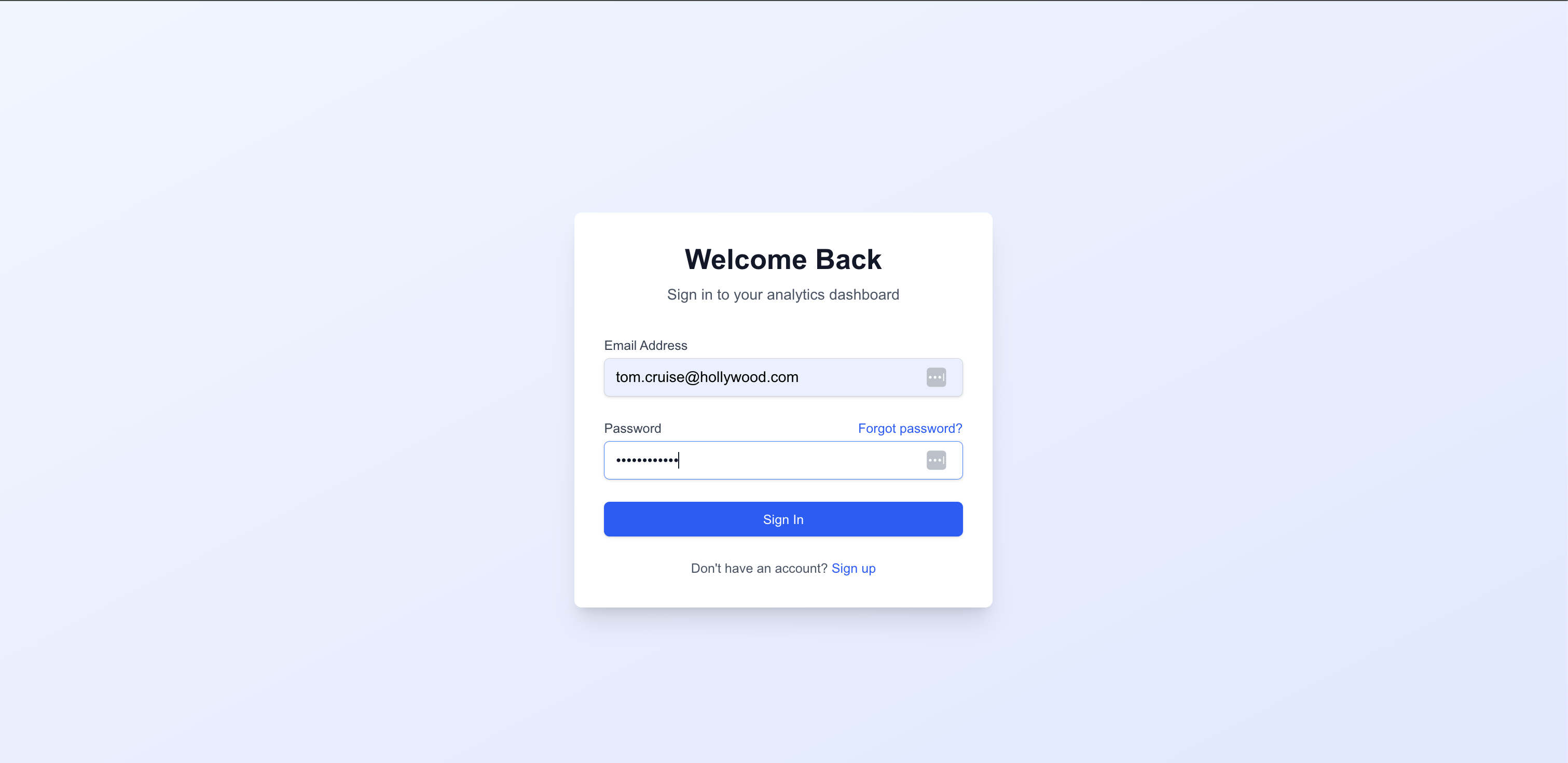 Login page